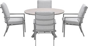 Garden Impressions Senja tuinset 5-delig valley sand - Tulli tuintafel Ø122x75 cm - light teak vironwood