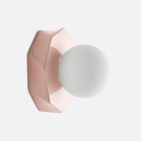 Wand- of plafondlamp, facet geslepen, keramiek en opaline glas, HOLI