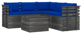 vidaXL 6-delige Loungeset met kussens pallet massief grenenhout