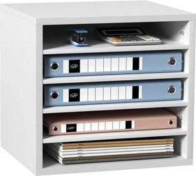 VEVOR 355 x 305 x 330 mm brievenbak bureau organizer, 2,3-5,6 cm verstelbaar A4 stapelbaar liggend, papierlade, opbergsysteem bureau organizer, archivering (wit, 5 compartimenten)