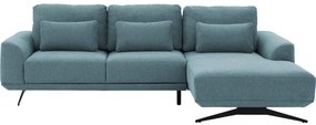 Goossens Excellent Bank Princess blauw, stof, 3-zits, elegant chic met chaise longue rechts