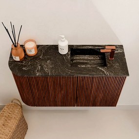 Mondiaz Joya DLux 70cm toiletmeubel ronding links ruby met wastafel faye rechts 1 kraangat lava