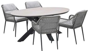 Garden Impressions Pemba tuinset 5-delig - Tulli tuintafel 180x115 cm - light teak vironwood
