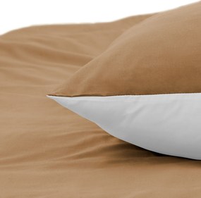 Dekbedovertrek Percal– 100% percal katoen – 140×200/220 – camel/wit