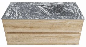 Mondiaz Vica DLux badmeubel 110cm washed oak 2 lades met wastafel lava rechts zonder kraangat