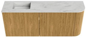 Mondiaz Joya DLux 100cm toiletmeubel ronding rechts oak met wastafel faye links 1 kraangat opalo