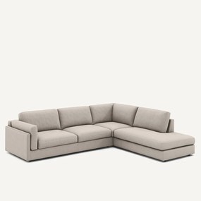 Hoekbank met longchair van viscose en linnen, César