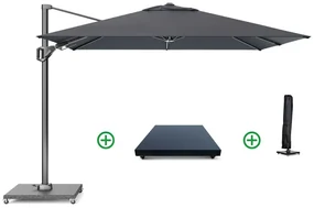 Zweefparasol 2.7x2.7m T2 (incl. voet + hoes) faded black Grijs-antraciet Platinum Voyager