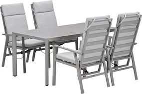 Garden Impressions Kasper tuinset 5-delig - tuintafel 160x84 cm taupe