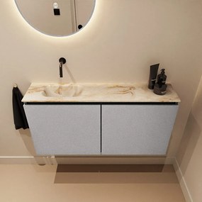 Mondiaz Ture DLux toiletmeubel 100cm plata met wastafel frappe links zonder kraangat