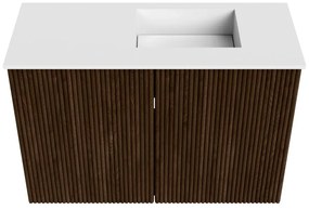 Mondiaz Joya 60cm toiletmeubel walnut met wastafel faye rechts zonder kraangat talc