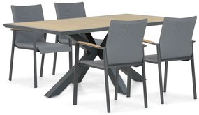 Tuinset 4 personen 181 cm Aluminium/textileen Grijs Lifestyle Garden Furniture Brandon/Palermo