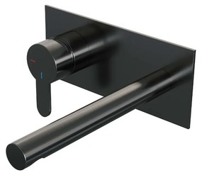 Brauer Gunmetal Edition ColdStart wastafelkraan inbouw rechte uitloop met achterplaat model D2 gunmetal geborsteld PVD