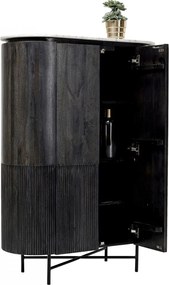 Kare Design Glenn Ovale Kast Zwart Met Wit Marmer - 100x45x138cm.