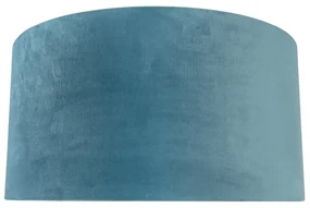 Stoffen Velours lampenkap blauw 50/50/25 met gouden binnenkant cilinder / rond