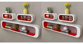 vidaXL Wandplanken kubus 6 st rood en wit