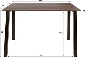 Bartafel Acaciahout Met Staal - 147 X 80cm.
