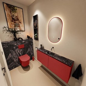 Mondiaz Ture DLux toiletmeubel 120cm fire met wastafel lava midden zonder kraangat