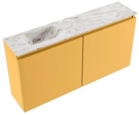 Mondiaz Ture DLux toiletmeubel 100cm ocher met wastafel glace links met kraangat