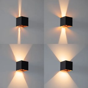 Buiten wandlamp zwart met goud incl. LED 2-lichts IP54 - Edwin Modern IP54 Buitenverlichting kubus / vierkant
