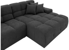Goossens Excellent Bank Kubus - 30 X 30 Cm Stiksel antraciet, stof, 1,5-zits, modern design met chaise longue rechts