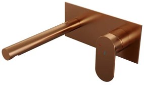 Brauer Copper Edition Wastafelmengkraan inbouw - rechte uitloop links - hendel breed plat - afdekplaat - model C 1 - PVD - geborsteld koper 5-GK-004-S3