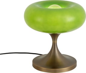 Retro tafellamp donker brons met groene glazen kap 31cm - Glaze