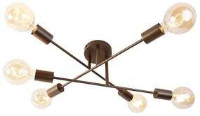 Industriële plafondlamp donkerbrons 6-lichts - Sydney Industriele / Industrie / Industrial E27 Binnenverlichting Lamp