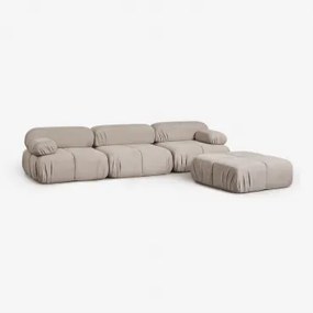 3-delige Modulaire Bank En Bouclé Poef Vacuüm Verpakt Kendall Bouclé Chocoladebruin - Sklum