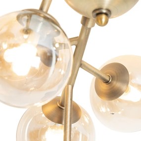 Art Deco plafondlamp brons met amber glas 12-lichts - Bianca Art Deco G9 rond Binnenverlichting Lamp