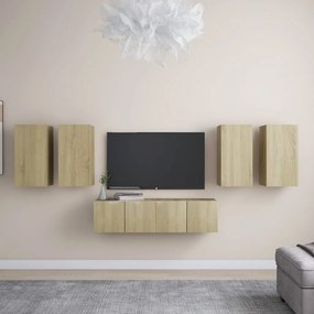 vidaXL 6-delige Tv-meubelset spaanplaat sonoma eikenkleurig