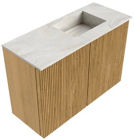 Mondiaz Joya DLux 60cm toiletmeubel oak met wastafel faye rechts 1 kraangat ostra