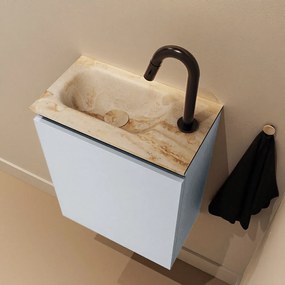 Mondiaz Ture DLux toiletmeubel 40cm clay met wastafel frappe links met kraangat