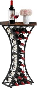 VEVOR Wijnrek voor 15 flessen, vrijstaand flessenrek met een totaal draagvermogen van 20 kg, inclusief glashouder en houten plank, wijnflessenstandaard voor keuken, wijnkelder, bar, woonkamer, zwarte wijnflessenhouder