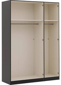 Goossens Kledingkast Easy Storage Ddk, Kledingkast 153 cm breed, 220 cm hoog, 2x glas draaideur en 1x spiegel draaideur midden