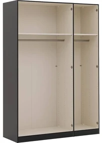 Goossens Kledingkast Easy Storage Ddk, Kledingkast 153 cm breed, 220 cm hoog, 2x glas draaideur en 1x spiegel draaideur midden