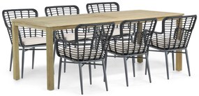 Tuinset 6 personen 210 cm Aluminium/Wicker Zwart De Laan Projects