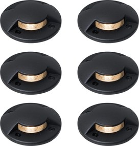 Set van 6 moderne grondspots zwart GU10 50mm 2-lichts effect IP65 - Cellar