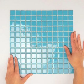The Mosaic Factory Barcelona mozaïektegel - 30x30cm - wandtegel - Vierkant - Porselein Blue Glans AF230075