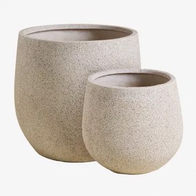 Set Van 2 Buitenpotten Ø35 Cm / Ø50 Cm In Polyresin Ugor Licht Zandbruin - Sklum