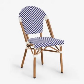 Set Van 2 Brielle Bistro Aluminium Stapelbare Eetkamerstoelen Ken Blauw - Gardenia Wit - Sklum