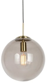 Smart hanglamp met dimmer messing met smoke glas 30 cm incl. Wifi ST64 - Ball Modern, Retro E27 rond Binnenverlichting Lamp