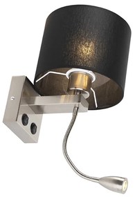 LED Moderne wandlamp staal met zwarte kap - Brescia Modern E27 rond Binnenverlichting Lamp