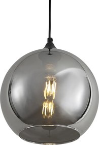 Art deco hanglamp zwart met smoke glas - Wallace