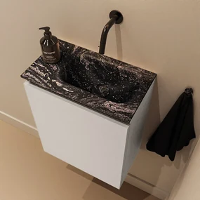 Mondiaz Ture DLux toiletmeubel 40cm linen met wastafel lava rechts zonder kraangat