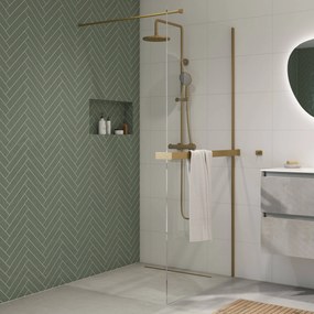 Saqu Modulo inloopdouche incl. antikalk 120x210cm met handdoekhouder geborsteld messing