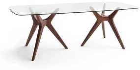 Rechthoekige tafel in glas/notelaar Maricielo