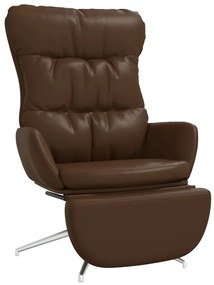 vidaXL Relaxstoel met voetensteun echt leer en kunstleer bruin