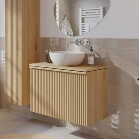 Ben Linea voorgemonteerd badmeubel met keramische waskom 80cm eiken naturel