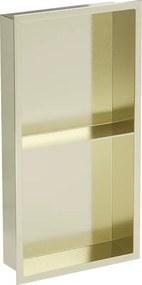 Mexen X-Wall-R nisvak met witte rand en plank 60 x 30 cm, geborsteld goud - 1950603010S